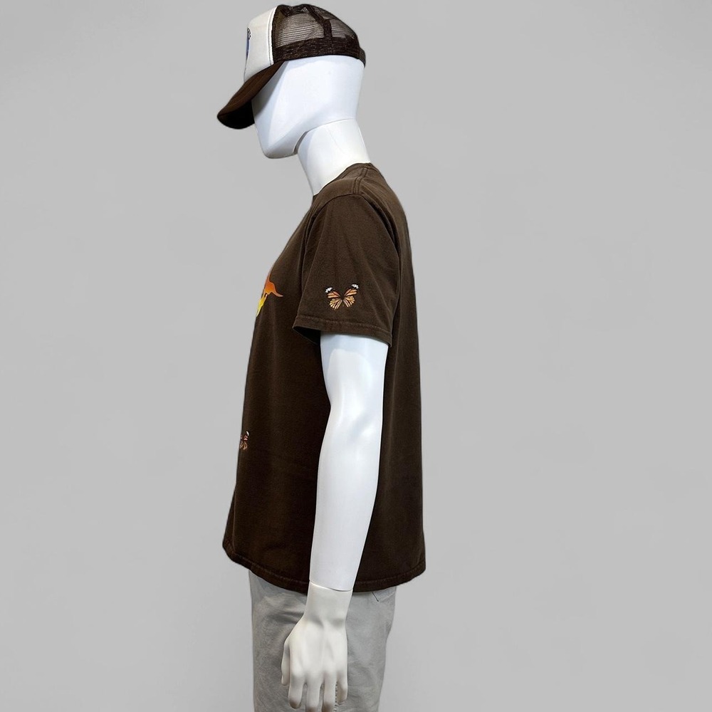 Civil Regime Flame Logo Butterfly Graphic T-Shirt‎ Brown Y2K Skater Streetwear - Picture 2 of 7